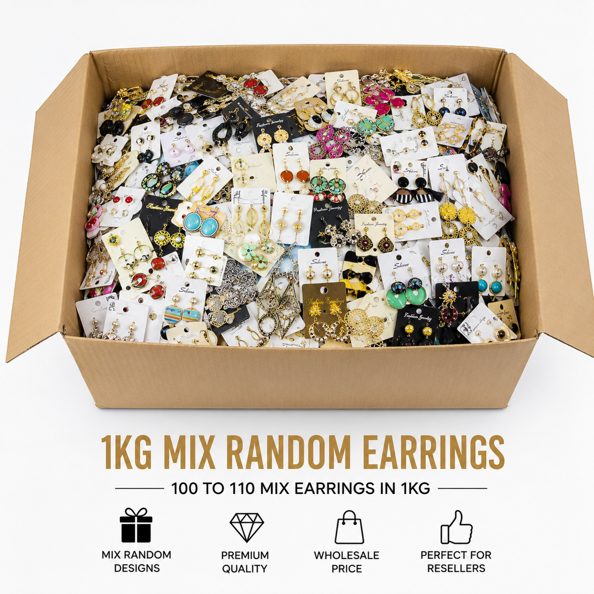 Imported Mix Earrings Box – 1 KG (120–140 Random Designs)