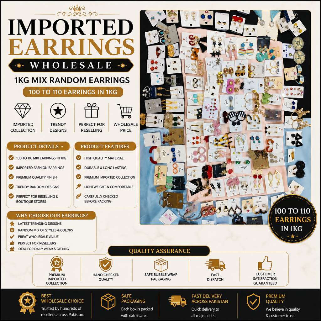 Imported Mix Earrings Box – 1 KG (120–140 Random Designs)