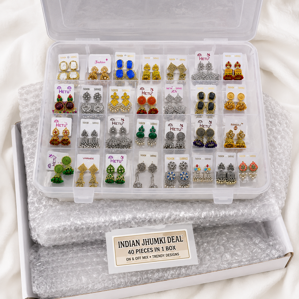 Original Indian Jhumki Box | 40 Mixed Designs | Wholesale Pack