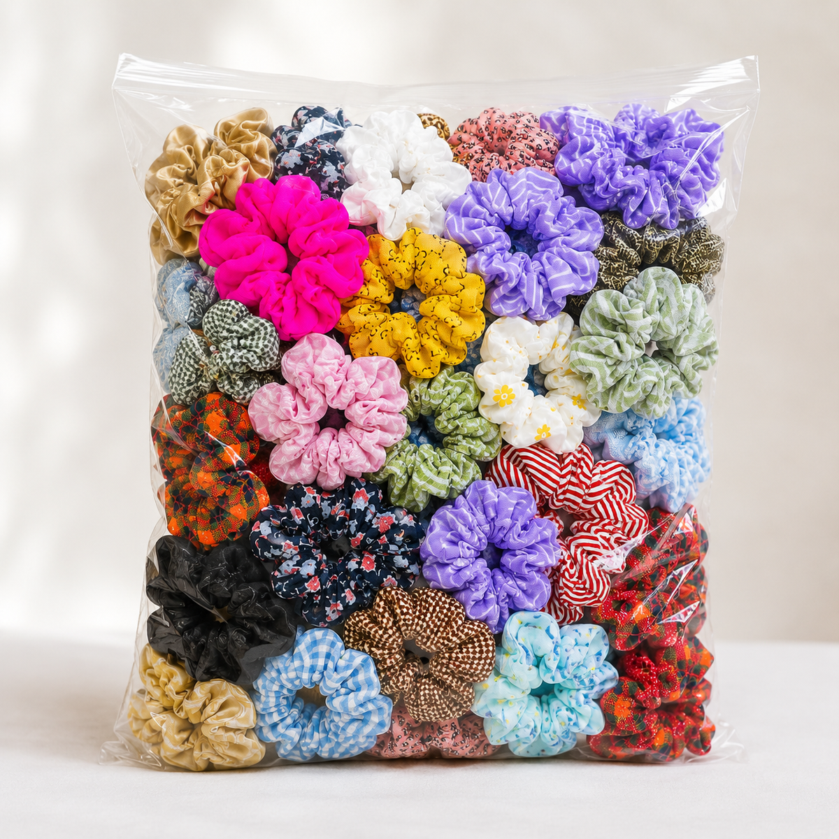 Scrunchies Wholesale Pack – 1 KG (140–150 Mix Colors)