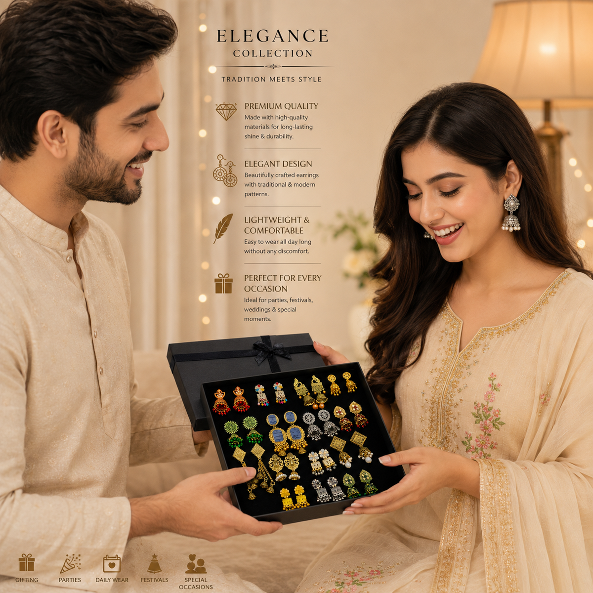 ORIGINAL INDIAN JHUMKI BOX - Mixed Random Premium Jhumki Designs
