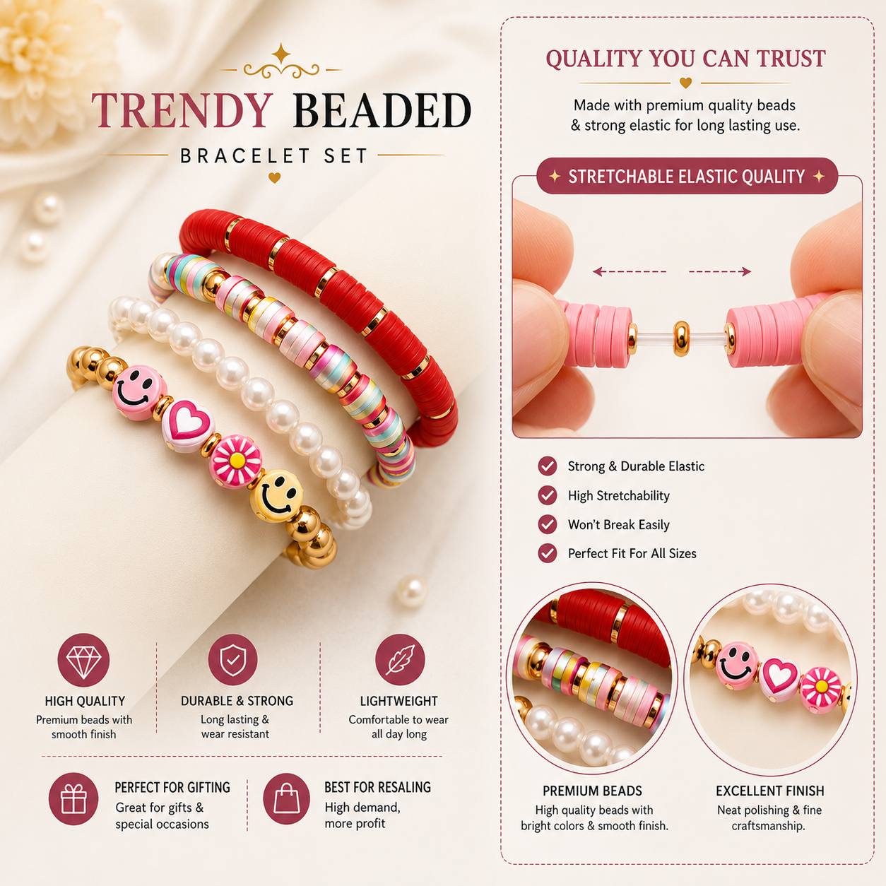 Premium Beaded Bracelet Set – 6 Card Deal