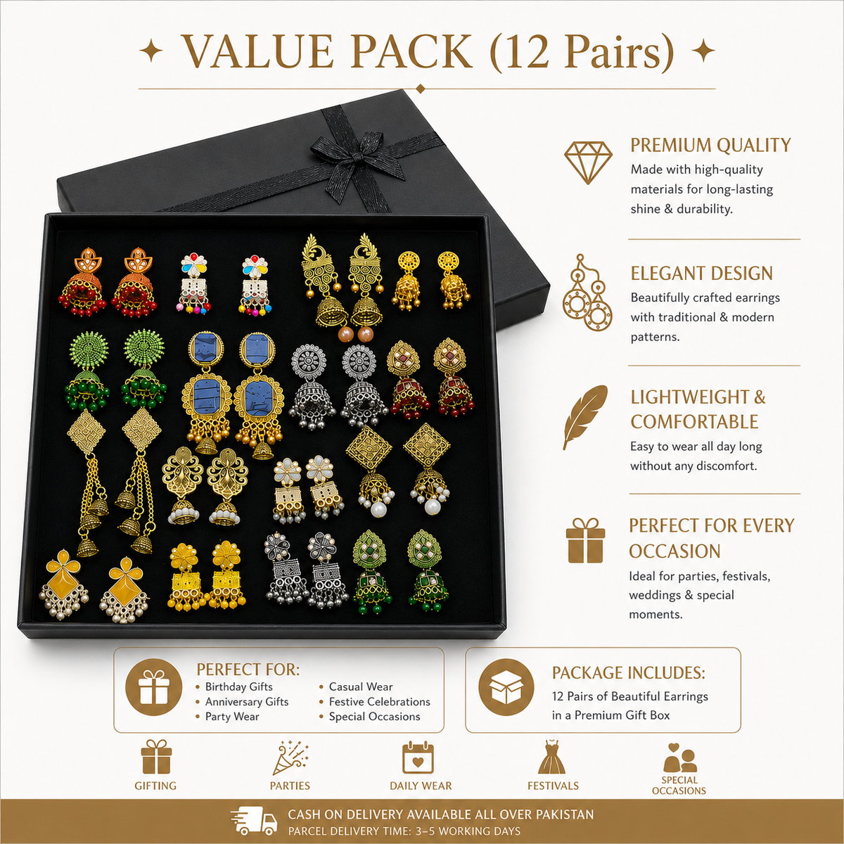 ORIGINAL INDIAN JHUMKI BOX - Mixed Random Premium Jhumki Designs