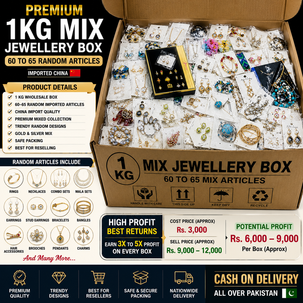 Mix Jewellery Box - 1 KG Box (60–65) Random China Imported Jewellery Items