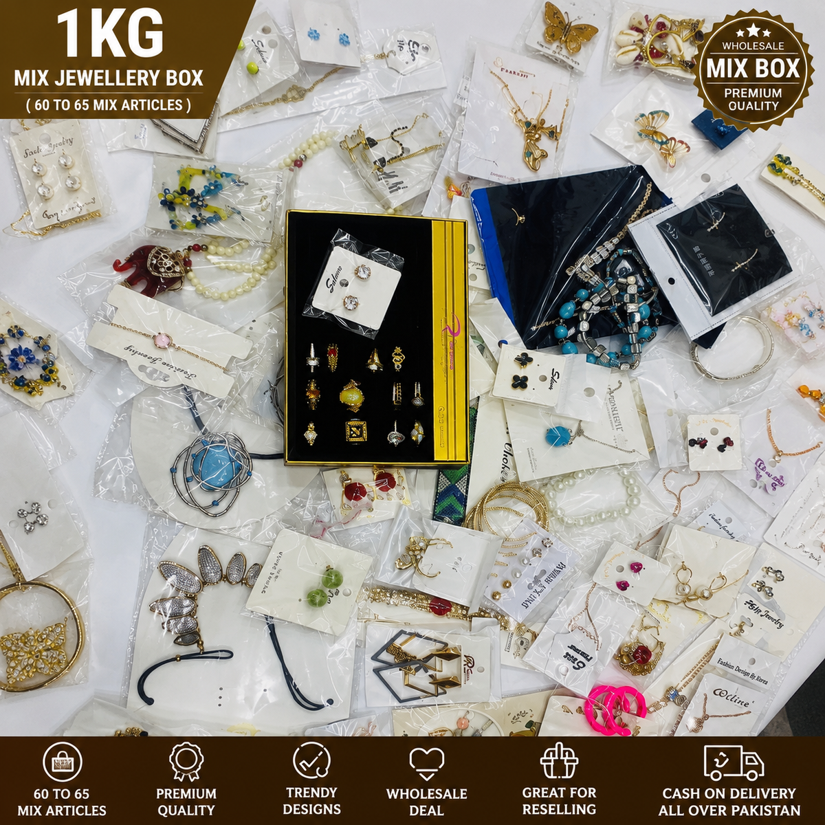 Mix Jewellery Box - 1 KG Box (60–65) Random China Imported Jewellery Items